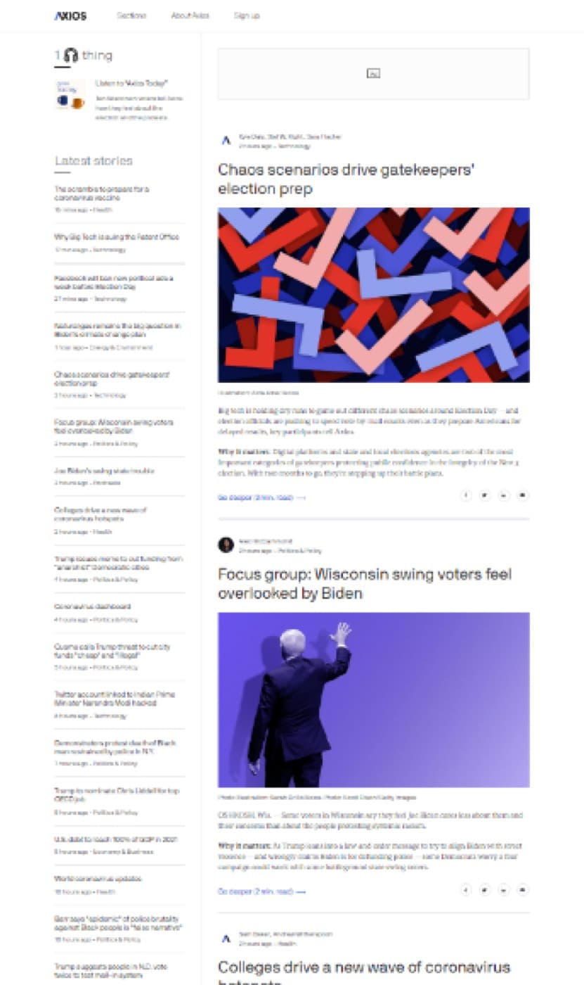 Axios, UX100 leader in News